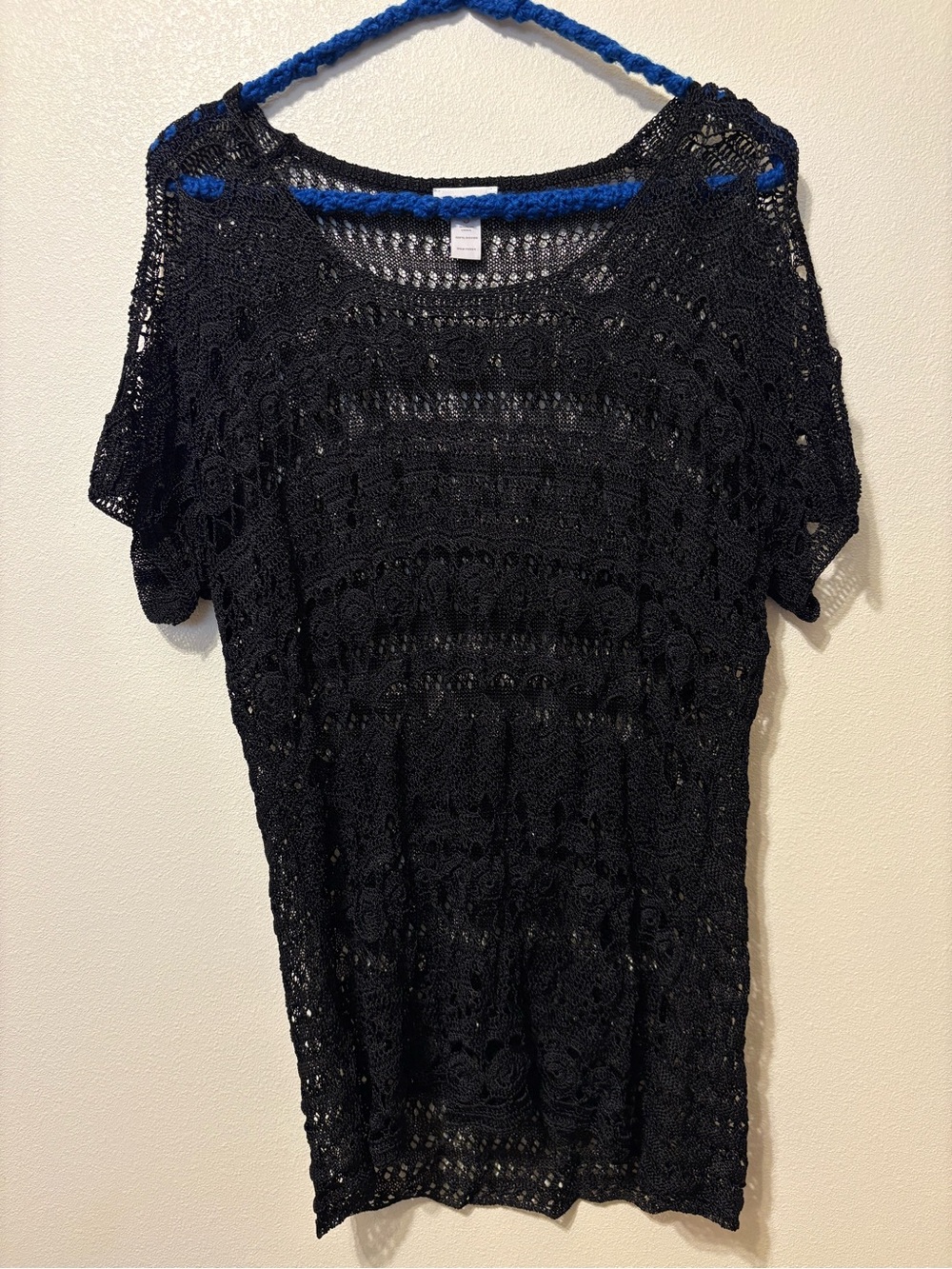 Chico's Black Open Crochet Knit Top